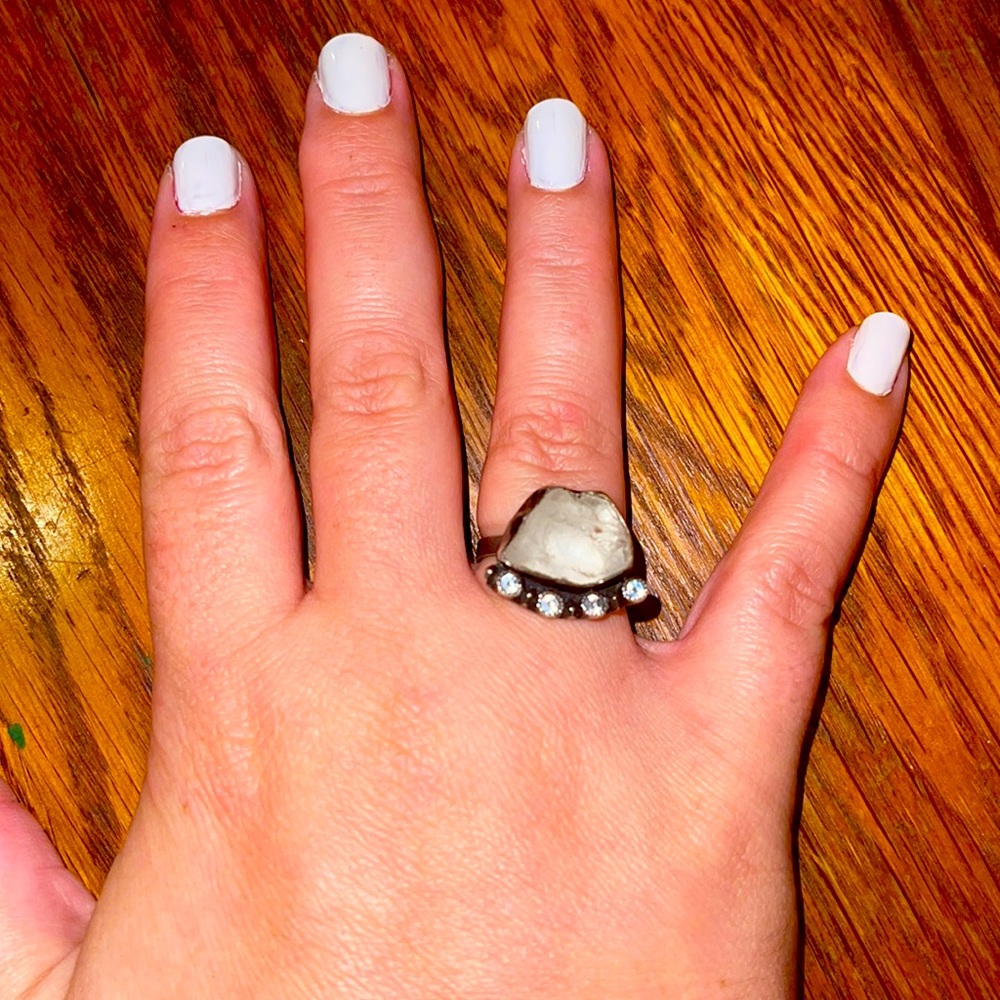 Size 8 Crystal Quartz Designer Ring
